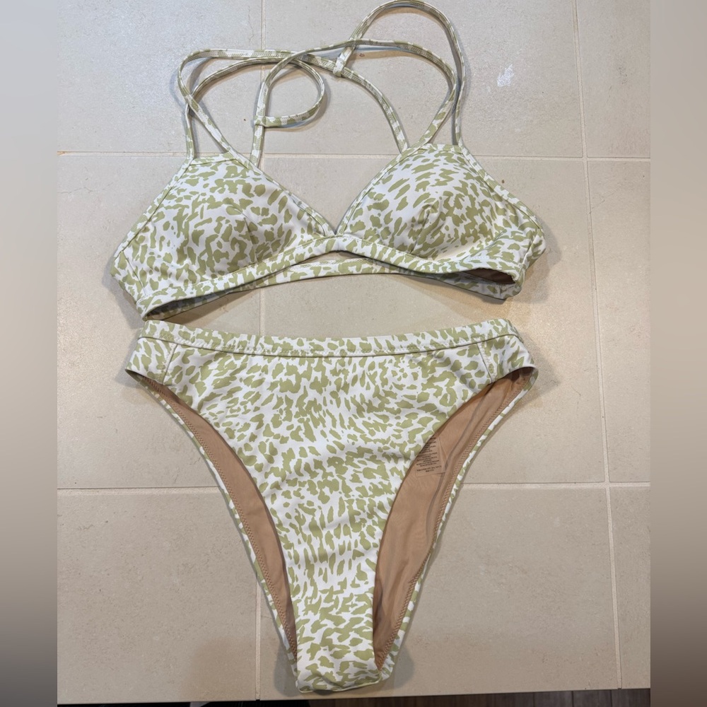 Sporti x Stef Corgal - Green Leopard Print Bikini Set - size medium